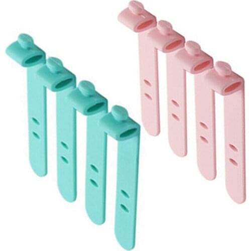 8Pcs Silicone Strap Earphone Storage Tape Power Line Data Cable Tie Outside Travel Cable Organizer Strap Office Zip Ties Green