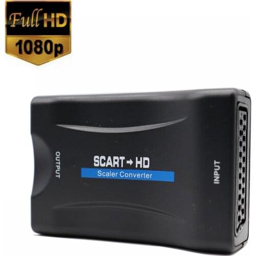 1080P SCART to HDMI-compatible for HD TV DVD-compatible Video Audio Upscale Converter Adapter for HDTV Sky Box STB Plug