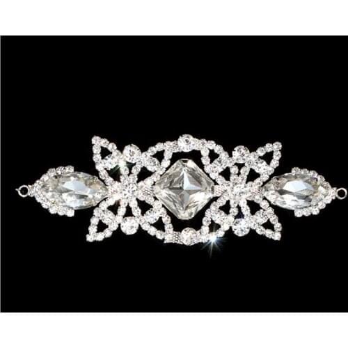 Free Shipping Wholesale 5pcs/lot 6"X2" Rhinestone Applique for Wedding Gown Bridal Sash Evening Wear Rhinestone Patch ML02