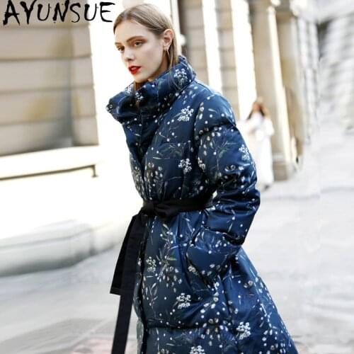 AYUNSUE Womens Winter Down Jacket Woman Parkas 2020 Streetwear Thick Warm Floral 90% White Duck Down Coat Female Jakcets Hiver