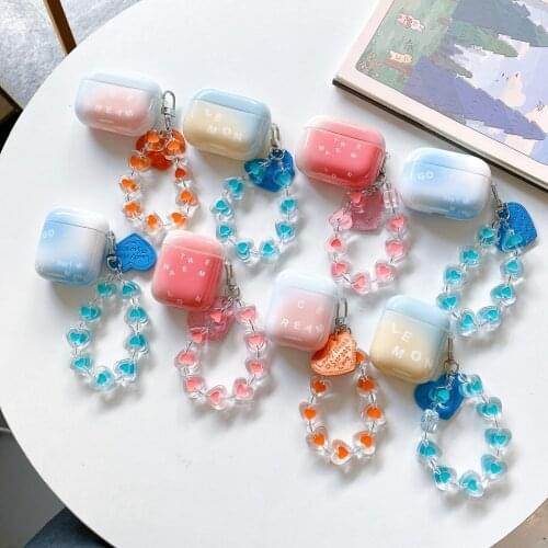 With Anti-lost wristband chain Cover for Apple AirPods 2/3 Silicone Earphone Case Gradient Protect Case AirPods Pro / AirPods 2