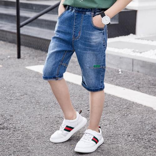 2019 Fashion Cool Boy Clothes Elastic Waist Denim Shorts Kids Summer Trousers Children Pants For Baby Boys Shorts Blue Color