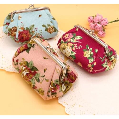 Elegant Christmas Gifts Coin Purse Women Lady Retro Vintage Flower Small Wallet Hasp Printing Floral Clutch Good Bag#p8