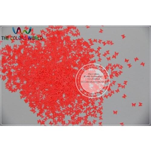 FN-8 Solvent Resistant Neon Pink Red Color Butterfly Bowknot Shape Glitter for Nail Polish and DIY decoration 1Pack =50g