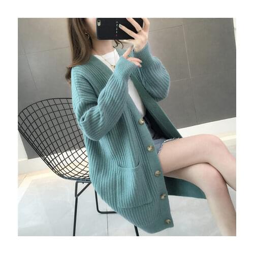 Women sweater2020 Autumn/winter Fashion Women Cardigans Long Sleeve Button Sweater Women Casual Solid Long Women Cardigan