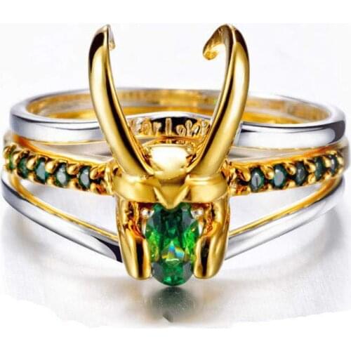 2 models Loki Helmet Ring Unisex Avenger Superhero Charm Loki Ring For Women Men Gold-plating Cosplay Jewelry Valentines Day Gi