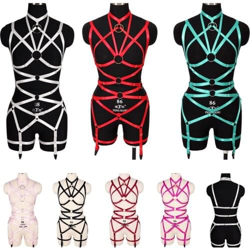 Elastic Dance Party Adjustable Harness Bra Cage Stocking Suspenders Belts Gothic Clothes Punk Sword Belt Women Sexy Lingerie Set