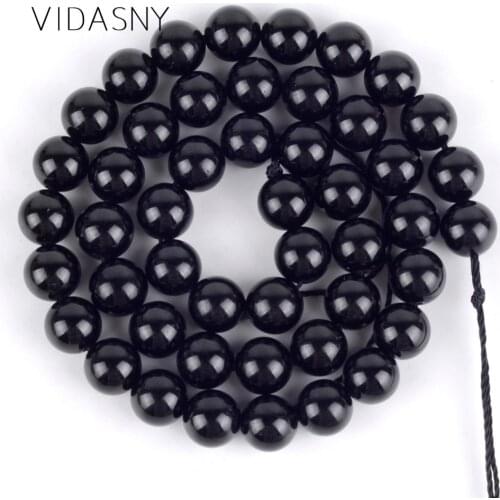 Natural Gem Black Tourmaline Stone Beads For Jewelry Making 4mm-10mm Round Spacer Beads Diy Bracelet Necklace Accessories 15