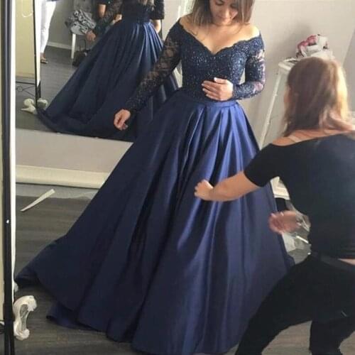Long Sleeve Lace Mother of the Bride Dresses for Weddings Navy Blue Evening Groom Godmother Dresses