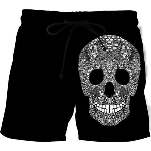 2021 summer fashion mens and womens skull shorts 3D printing street casual breathable surf beach pants black sports pants