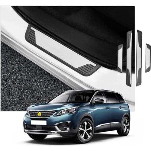LFOTPP Car Stainless Steel Door Sill Cover For 3008 5008/508 508SW/2008 E2008 2019 Door Sill Trim Strip Auto Accessories 4 Pcs