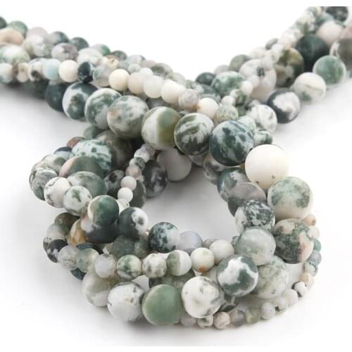 Matte Dull Matte Tree Agates Stone Natural Beads For Jewelry Making Loose Spacer Beads Diy Bracelets 15"Inches 4/6/8/10/12mm