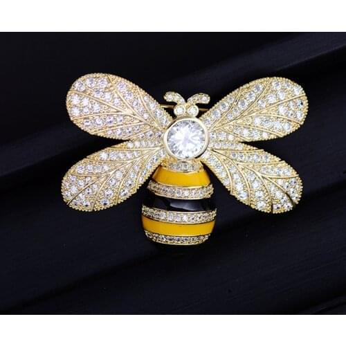 Cute Bee Brooches Pins 2021 New Fashion Corsage Wedding Party Jewelry Cubic Zirconia Enamel Plated Suit Corsage Accessories
