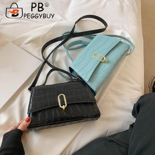 Mini Shoulder Bags Fashion Alligator Pattern PU Crossbody Bag Women Leather Solid Color Small Flap Purse for Women