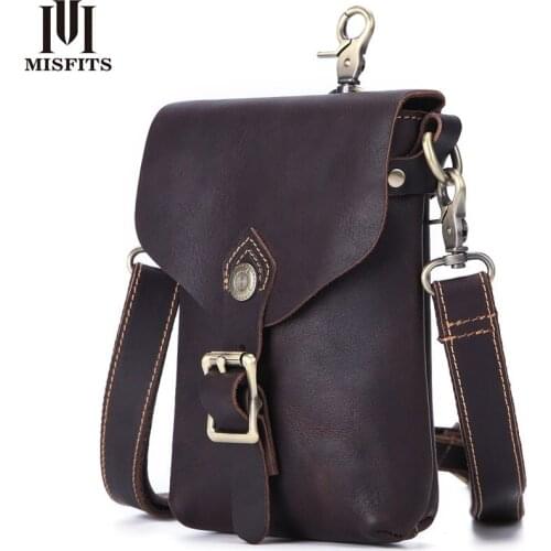 Mens Waist Bag Leather Male Fanny Pack Money Belt Bag Men Phone Man Belt Shoulder Bags for Men Travel Waist Pack