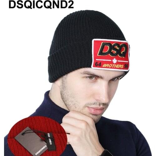 DSQICOND2 Mens Winter Warm Wool Hat ,DSQHigh Quality Knitted Winter Hat, Mens Ski Boots Winter Hats, Warm Caps Mens Dad Hats