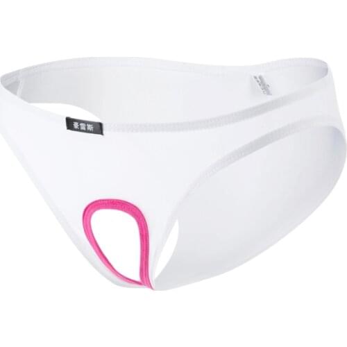 Mens Underwear Sexy Briefs Men Viscose Panties Penis Hole Open Front Male Underpants Pouch Breathable Bulge Linerie