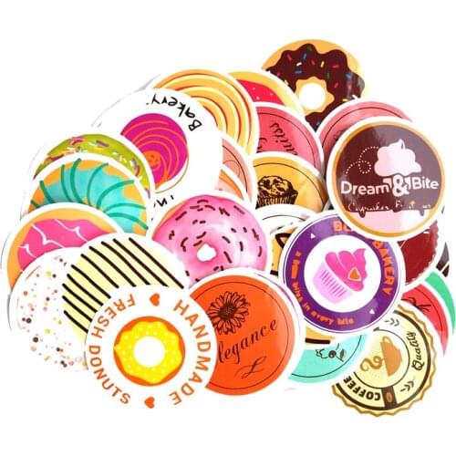 35 Pcs Lovely Donut Baking Mixed Series Stickers For Notebook PC Skateboard Bike Car Motorcycle DIY Waterproof Toy Sticker