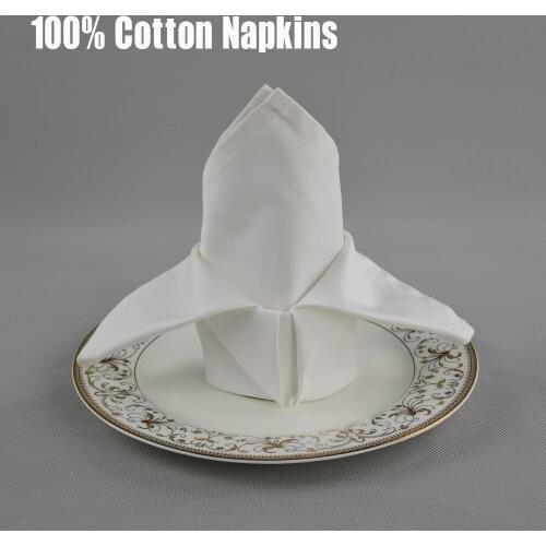 New 50pcs/lot 35*35cm Home Use White Cotton Table Napkin Hotel Restaurant Banquet Wedding Party Decoration 14" Red Folding Cloth