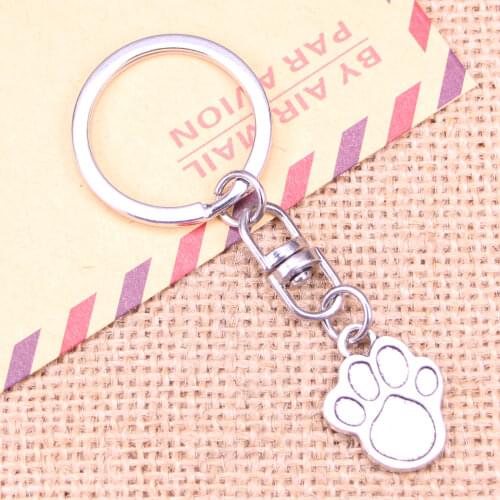 New Fashion Keychain 22x17mm dog paw Pendants DIY Men Jewelry Car Key Chain Ring Holder Souvenir For Gift