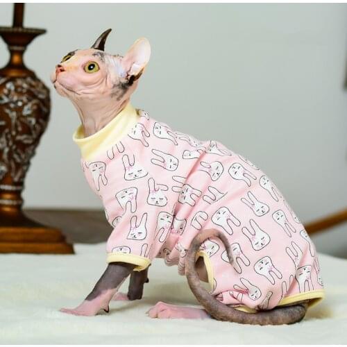 Sphynx Cat Clothes Soft Cotton Kitten Cat Hoodies Cute Cartoon Jumpsuit Costumes For Sphinx Pet Cat Products ropa para gato