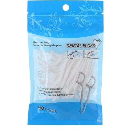 100pcs White Dental Floss Pick Tooth Cleaner Sticks Oral Hygiene Care Teeth Interdental Cleaning Flosser Toothpick Tool