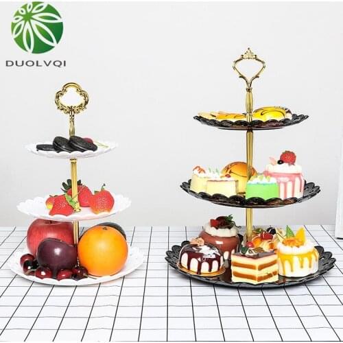 Practical Candy Cake Dessert Fruits Placed Plate 3 Layers Cake Stand Wedding Birthday Party Cupcake Stand Pastry Placed Tool