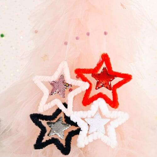 Lovely Sequins Five-pointed Star Ornaments Hanging Toys for Home Festival Christmas Atmosphere Decoration 2020 Happy New Year