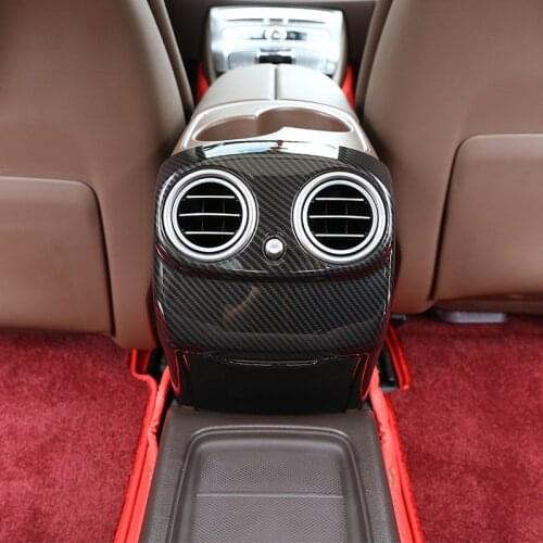 2 Patterns Center Armrest Rear AC Outlet Frame Cover For Benz E Class W213 2016-20 ABS Carbon Fiber