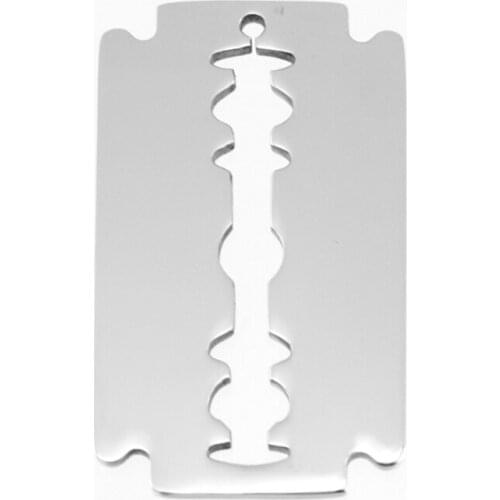 Risul shaver blade loops blank pendant both sides mirror polished stainless steel high quality pendant wholesale 50pcs