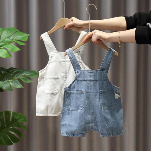 Boys and Girls Shorts Baby Children Denim Straps Shorts Kids Summer Clothes Baby Children Pants Suspenders 0-6 years