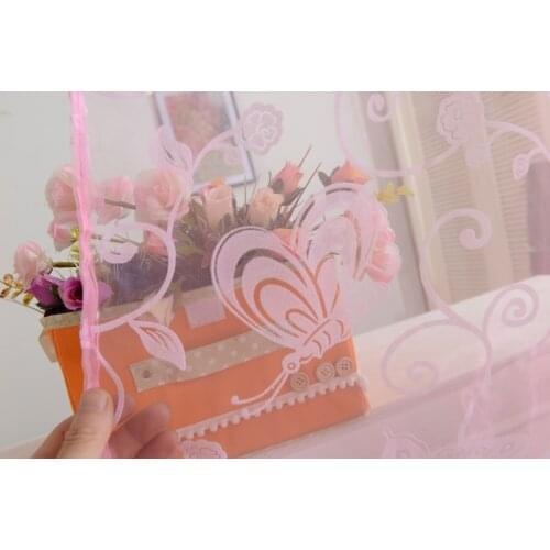Floral & Butterfly Embroidered Sheer Curtains Rod Pocket Curtains for Girls Room