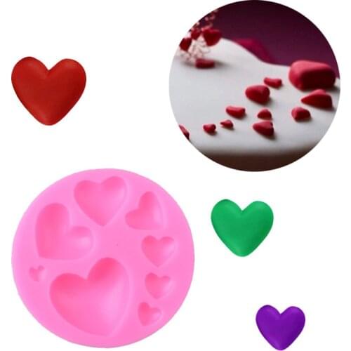 Loving Heart Shape Silicone Fondant Mold DIY Colorful Sweet Heart Chocolate Candy Paste Cake Decorating Tool Round shape Mold