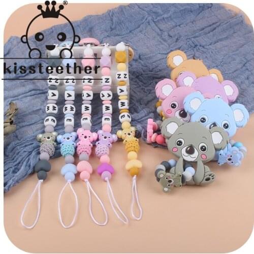 Kissteether Baby Teether Bracelet Food Grade Silicone Chews Nurse Gift Toys KoalaTeething Necklace Pacifier Clip DIY BABY Custom