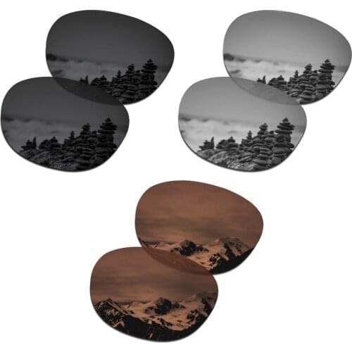 SmartVLT 3 Pairs Polarized Sunglasses Replacement Lenses for Oakley Latch Stealth Black and Silver Titanium and Amber Brown