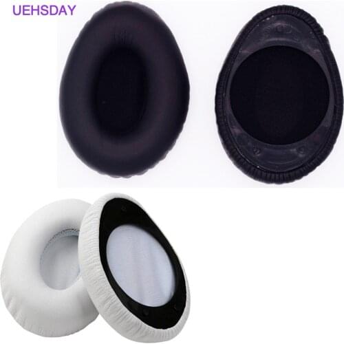 UEHSDAY 1 Pair Replace Ear Pads Cushions Leather for Monster Crystal Diamond Tears Headphones White/Black Soft Earpad
