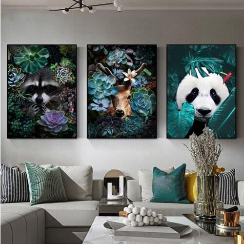 Modern Canvas Art Canvas Prints Animals On the Wall Art Tiger Lion Deer and Panda Pictures for Living Room Decorative Painting