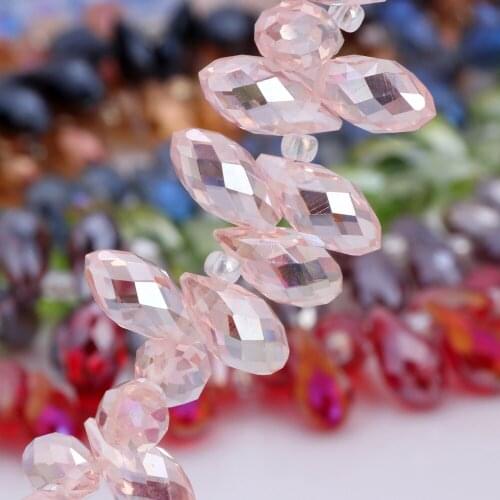 OlingArt Water droplets 6*12MM Austria Crystal Glass Beads charm Pink AB colour Loose Spacer Bead for DIY Jewelry Making