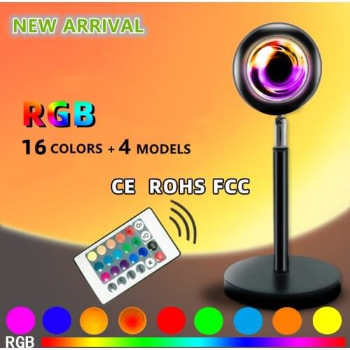 2021 Led Sunset Night lamp USB Button Rainbow Projector Atmosphere Lingting For Home Background Wall Decoration Colorful Lamp