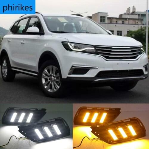 LED Daytime Running Lights DRL Fog Lamp with Yellow Turn Signal Lamp For Roewe RX5 2016 2017 2018