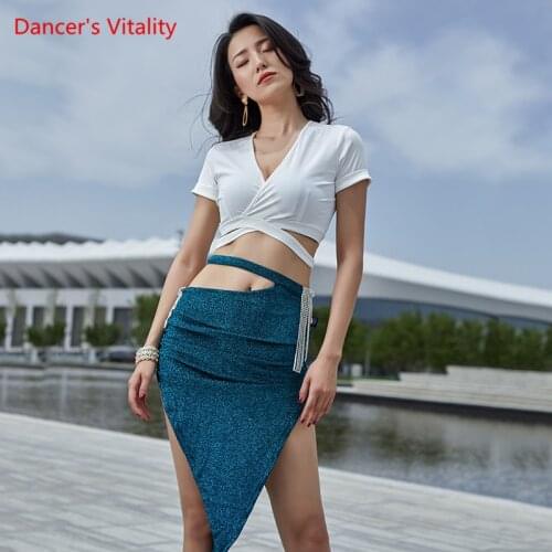 Belly Dance Top Or Skirt V-Neck Shirt Short Sleeves Sequins Skirt Practice Clothes Set Adult Profession Performance Clothing