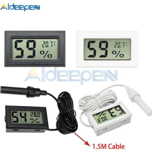 Digital LCD Indoor Convenient Temperature Sensor Humidity Meter Thermometer Hygrometer Gauge for Fridge Freezer Aquarium 1.5M
