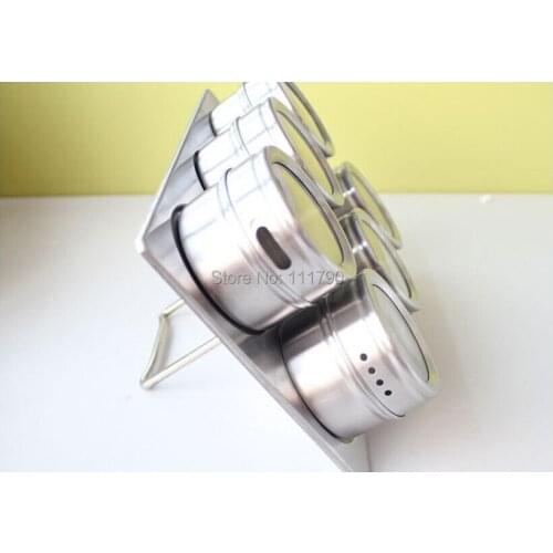 6 Pcs/Set Magnetic Cruet Practical Spice Jar Stainless Steel Condiments Pot Household Kitchen Spices Bottle Free Shipping