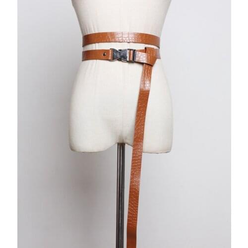 Womens runway fashion double circle pu leather Cummerbunds female Dress Corsets Waistband Belts decoration wide belt R3277