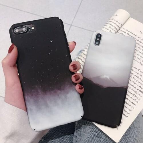 Mount Fuji + Starry Sky Personalized Pattern Phone Cases For iPhone Case Frosted PC Water Paste Hard Shell For Huawei And Xiaomi