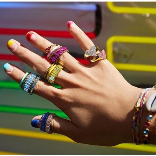 Gold filled micro pave white red cz Heart engagement ring for lover valentines gift classic lovely heart finger rings