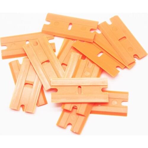 10/50pcs Window Glass Cleaner Scraper Car Wrap Sticker Squeegee Double Edged Plastic Razor Blade Label Clean Razor Glue Remover