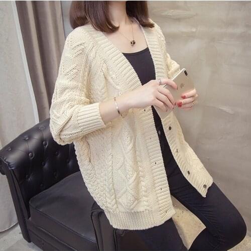 2020 Spring Autumn Korean Fashion Knit Cardigans Casual Knitted Sweater Women Coat Ladies Clothing Thick Long Cardigan AA5289