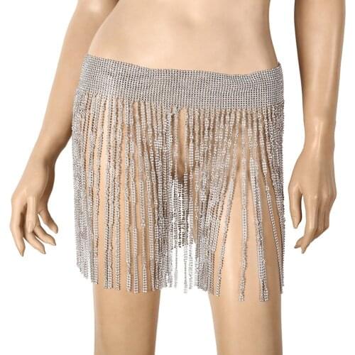 2020 Women Sexy Body Chain Charm Exaggerated Luxury Rhinestones Underwear Belly Waist Chain Statement Jewelry For Women