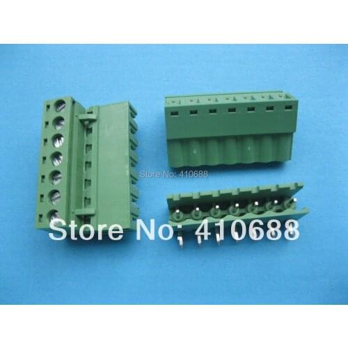24 Pcs Angle 7 way/pin Pitch 5.08mm Screw Terminal Block Connector Pluggable Type Green 2EDCK-2EDCR-5.08